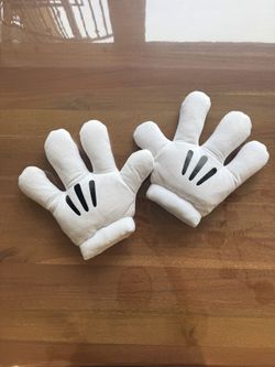 Disney Disneyland Park Resort White Plush Mickey Mouse Glove Hands Vtg 