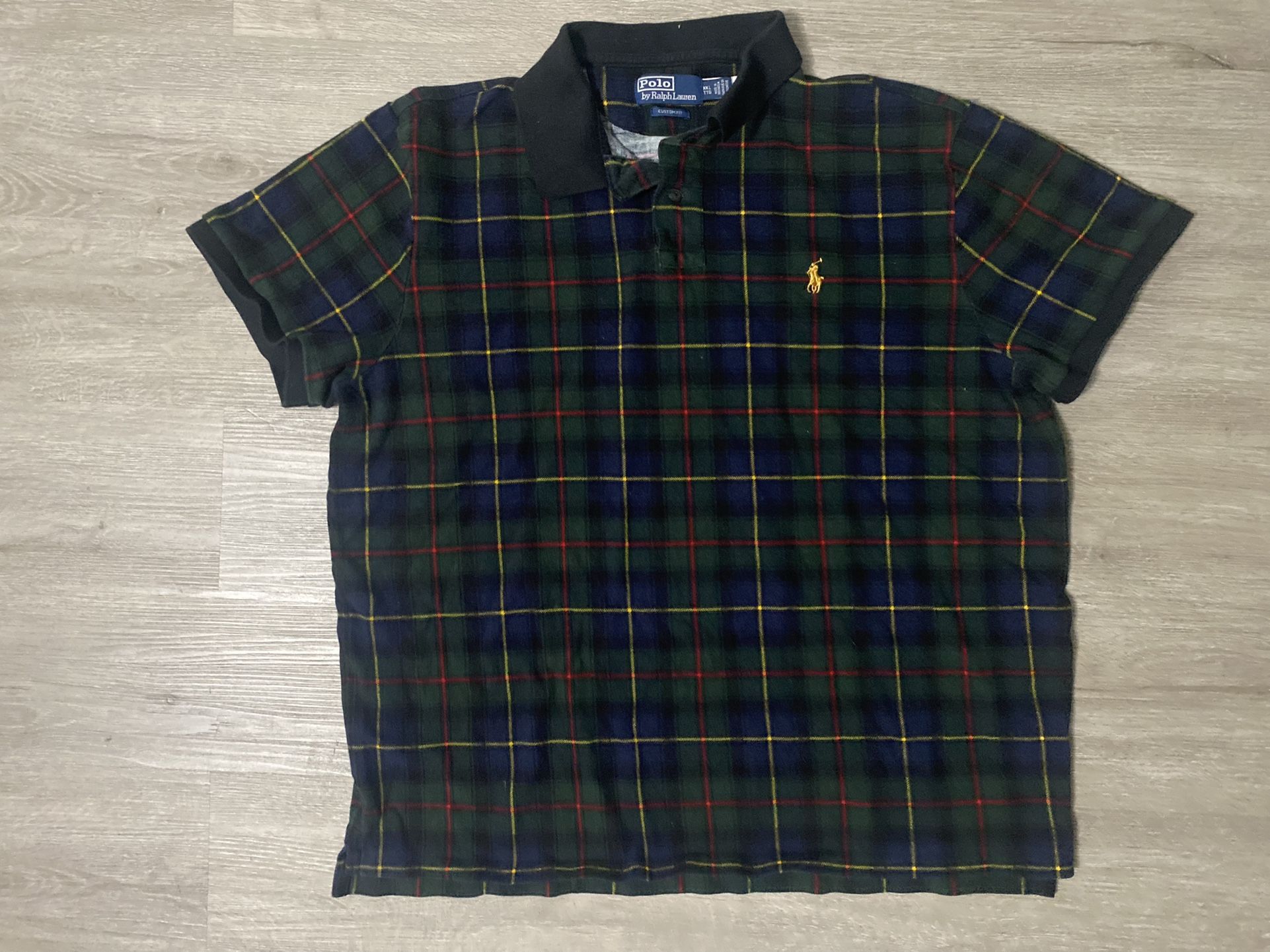 Polo Ralph Lauren Shirt Mens XXL Tartan mesh plaid Custom Fit Pony Green READ! Runs smaller fits like a Large Or XL