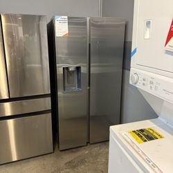 Samsung - 27.8 Cu Ft Side By Side Refrigerator In Stainless Steel 36” Wide 