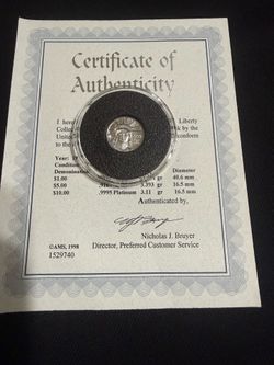 1999 1/10 Platinum $10 American Eagle