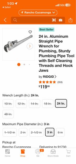 24 in aluminum pipe wrench