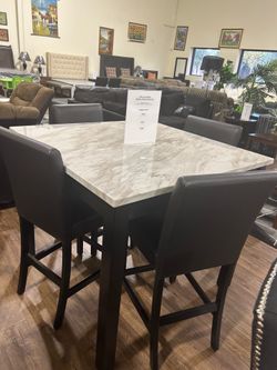 5 pieces Faux Marble Counter Height Dinning Set