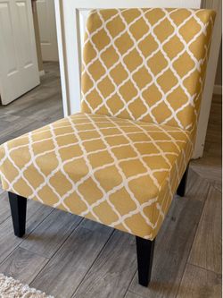 Accent Chair, Armless, Yellow/White Design