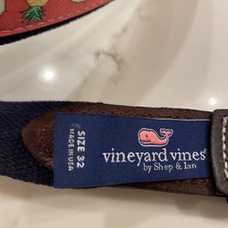 Vineyard Vines Pineapple Coconut Rose Pink Canvas Club Belt SIZE 32