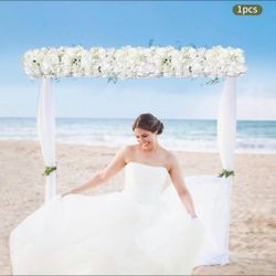 Wedding Arch Artificial Flowers, White Artificial Silk Flowers Row Arch Flowers