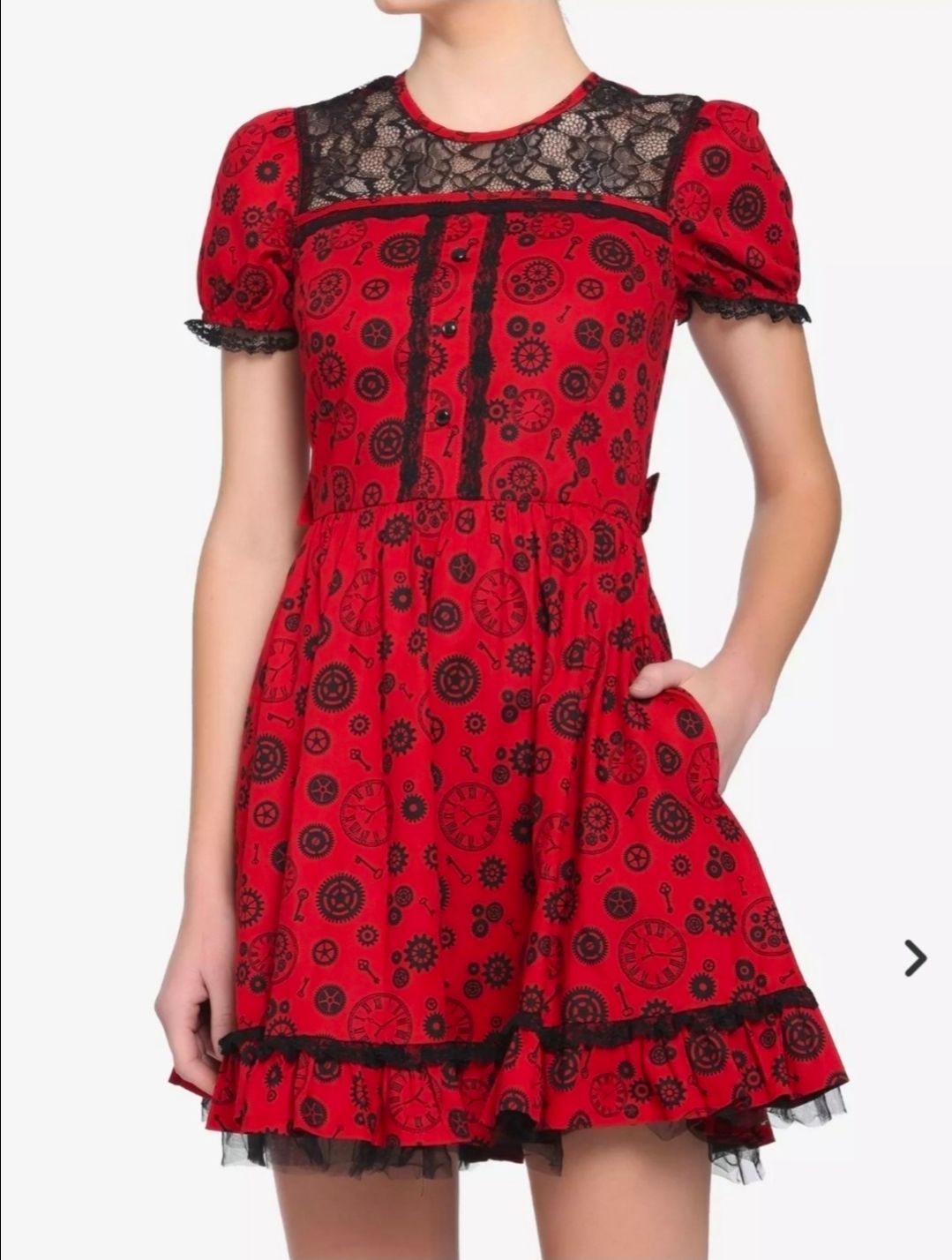 Red & Black Steampunk Lolita Dress – Like New!