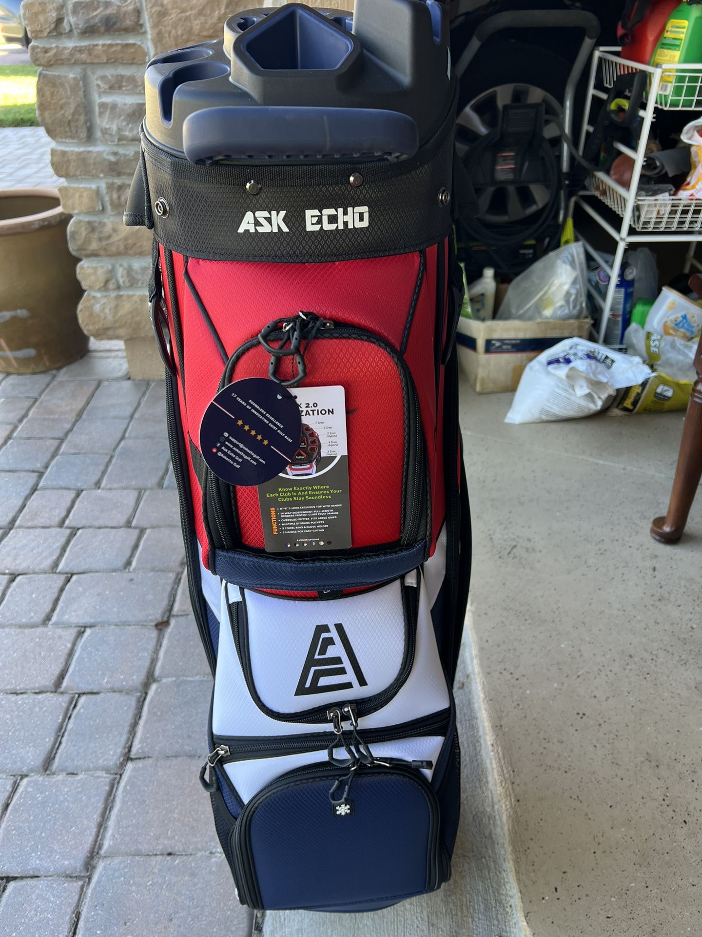 ASK ECHO T-Lock Golf Bag With 14 Way Organizer Divider