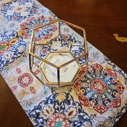 White And Gold Hexagon Candle Holder