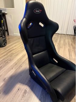 Authentic RSEAT Sim Racing Ergonomic Bucket Seat – Black Faux Leather