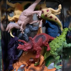 Tin Lunchbox Filled With Little Dinosaurs 