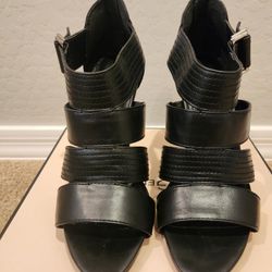 BCBGeneration Black Buckle Strap Heels