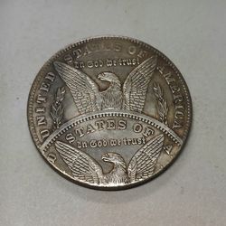 US GREAT RARE ERROR DOUBLE PRESS MORGAN SILVER PLATED ART NOVELTY SOUVENIRS  COIN 22 GRAMS. 