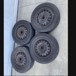 4 - 195/60r14 4x100 4x3.94 Stock Civic Rims Wheels Tires Good 80% Treads !!!!!!!!!!!