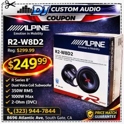 Alpine R Series Bass Speaker 8" Dual Voice Coil Subwoofer 1000 Watts R2-W8D2 🚨 Payment Options Available 🚨 No Credit Needed 🚨 