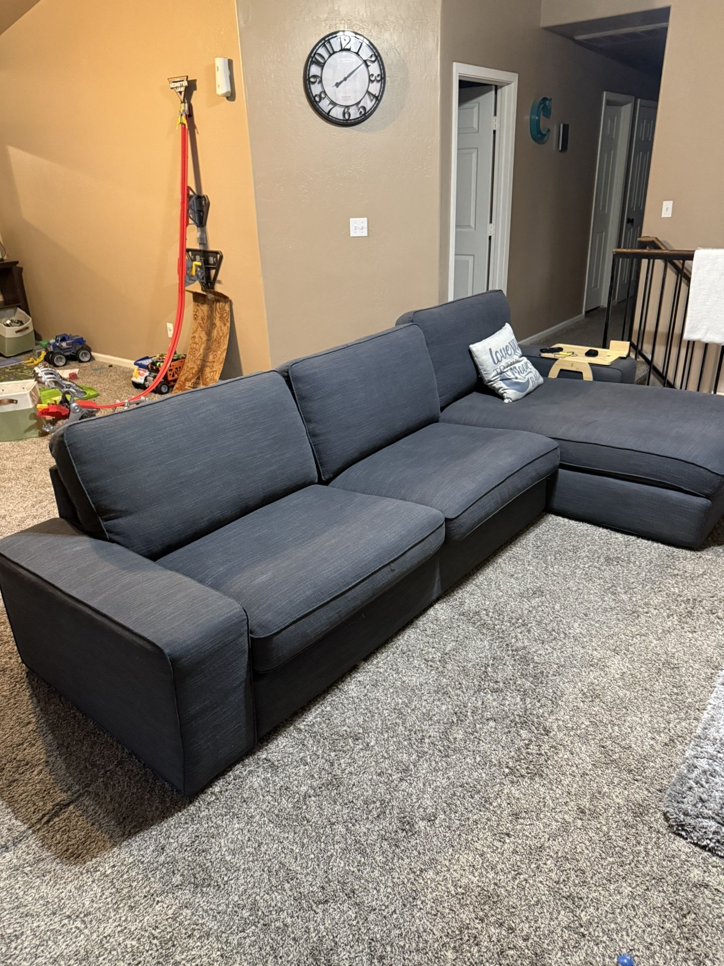 Blue Sofa With Chaise Lounge