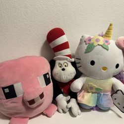 Plush Stuffed Animals – $10 Each (Pokémon, Minecraft, Hello Kitty etc.)