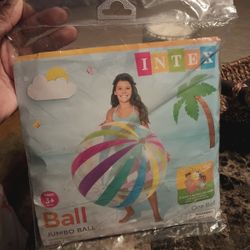 Intex 42" Jumbo Inflatable Colorful Stripes Jumbo Beach Ball- New!