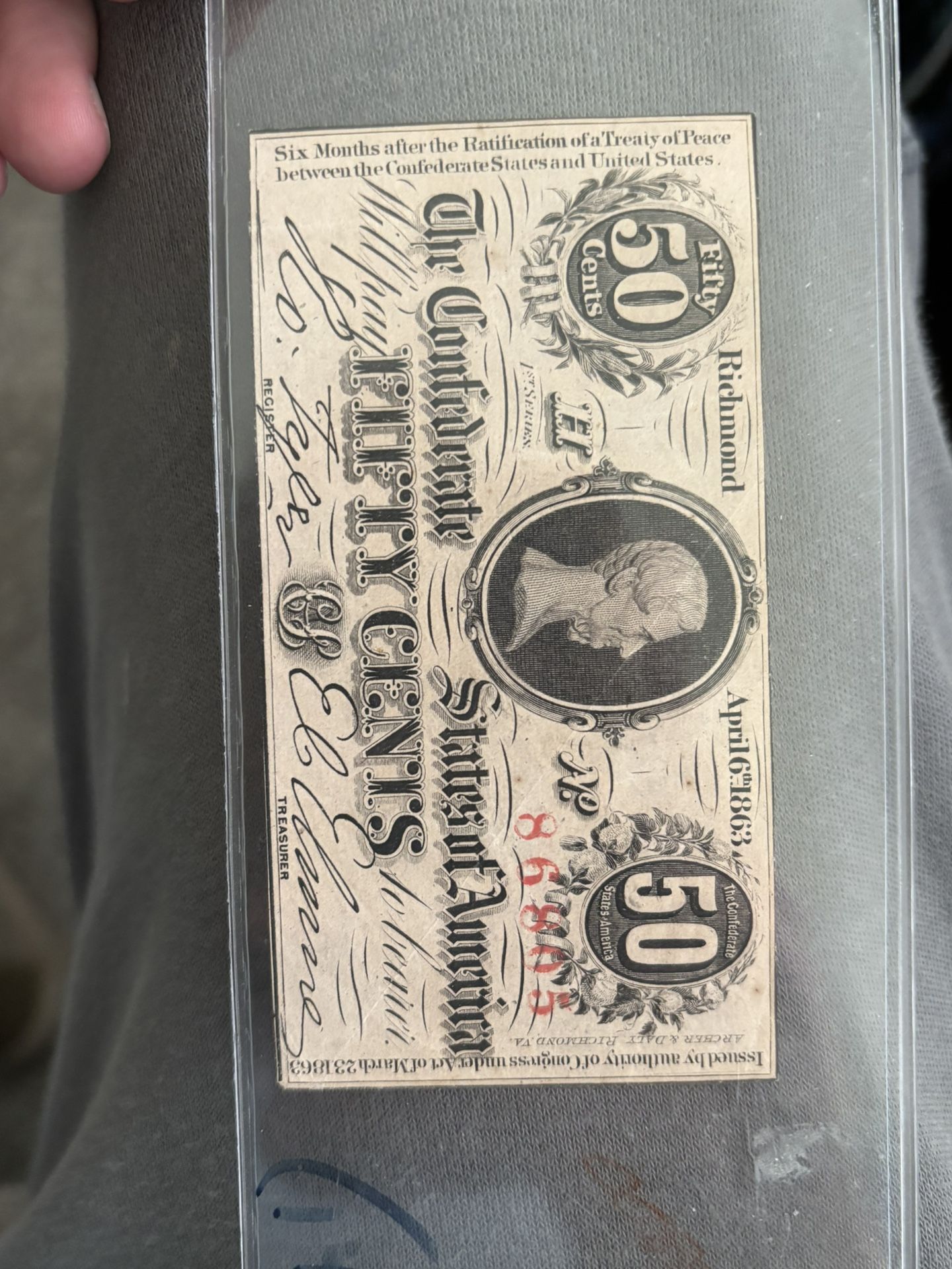 50 Cents Confederate Money Print From Virginia