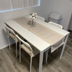 IKEA White Table and Chairs (Cushion)