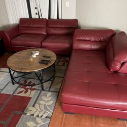 Red Leather Sectional Couch