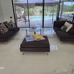 Modern IKEA Sectional With Ottoman