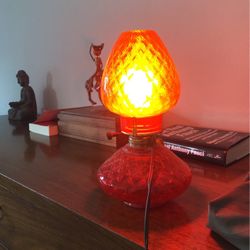 Carnival Glass Electric Lamp- 70’s Vibe!!