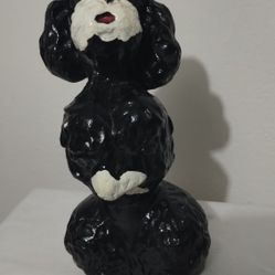 VINTAGE PLASTER POODLE FIGURINE 8"×4.5" - C5