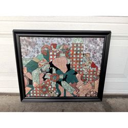 Mixed Media Collage Painting Artwork by Artist Jo Pummill Framed Signed 