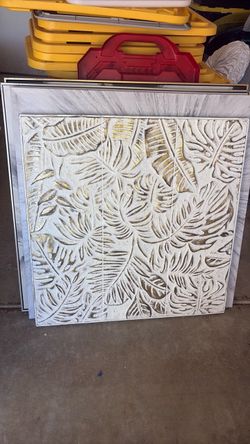 Large Tropical Leaf Embossed Wall Art Panel
