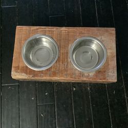 Dog Food Bowl Reclaimed Wood