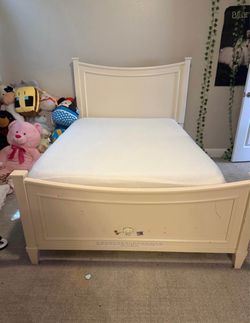 White Wood Full Bed Frame