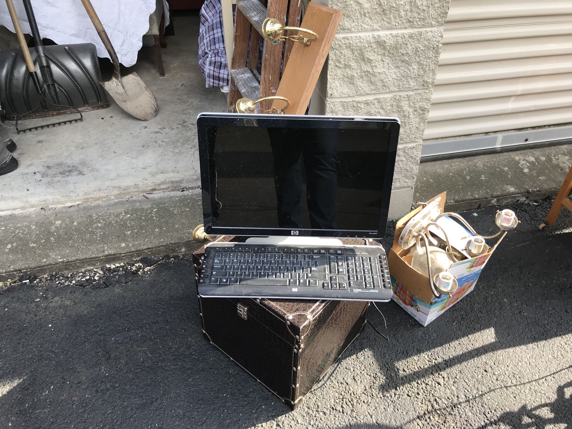 Computer monitor and keyboard