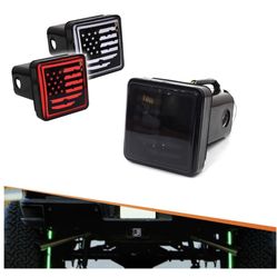 Adiil LED Brake DRL Trailer Hitch Light Brake Lamp Fit Trailer Hitch Cover 2" Towing & Hauling-US Flag