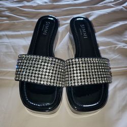 *NWOT* black Simmi London platform sandals with rhinestones (size 7)