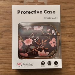 AirPods Pro 3 Case Floral Rose Gold Purple Protective Cover w/ Lock
