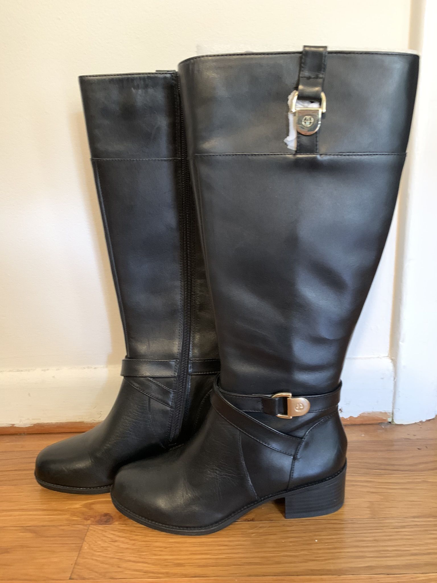 New GIANI BERNINI Revaa Memory Foam Black Riding Boots Women's 5M