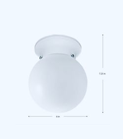 TWO White 1-Light Flush Mount with White Glass (2)