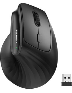 TECKNET Ergonomic Wireless Bluetooth Mouse, Silent Rechargeable Vertical Mouse(BT 5.0/5.0+2.4G), 5-Level 4800 DPI, 200H Long Battery Life, Quiet Click