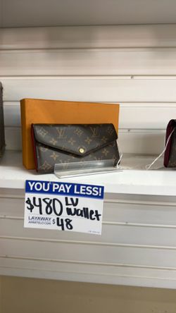 Lv long card holder red and brown