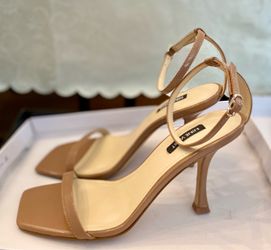 Nine West Beige Patent Sandal Heels