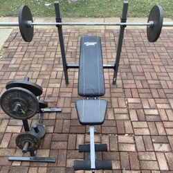 Gym - Olympic Weights & Bench Barbell Set!