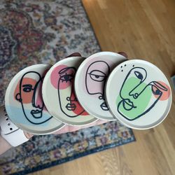 Fun, Funky Abstract Face Coasters (Set of Four)