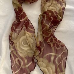 Scarf - Maroon With Beige Floral Design 