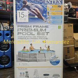 Intex Alberca PREMIUM 26723EH Metal Frame Swimming Pool + Pump and Filter + Ladder + Ground Cloth and Cover❗️NEW SEALED❗️
