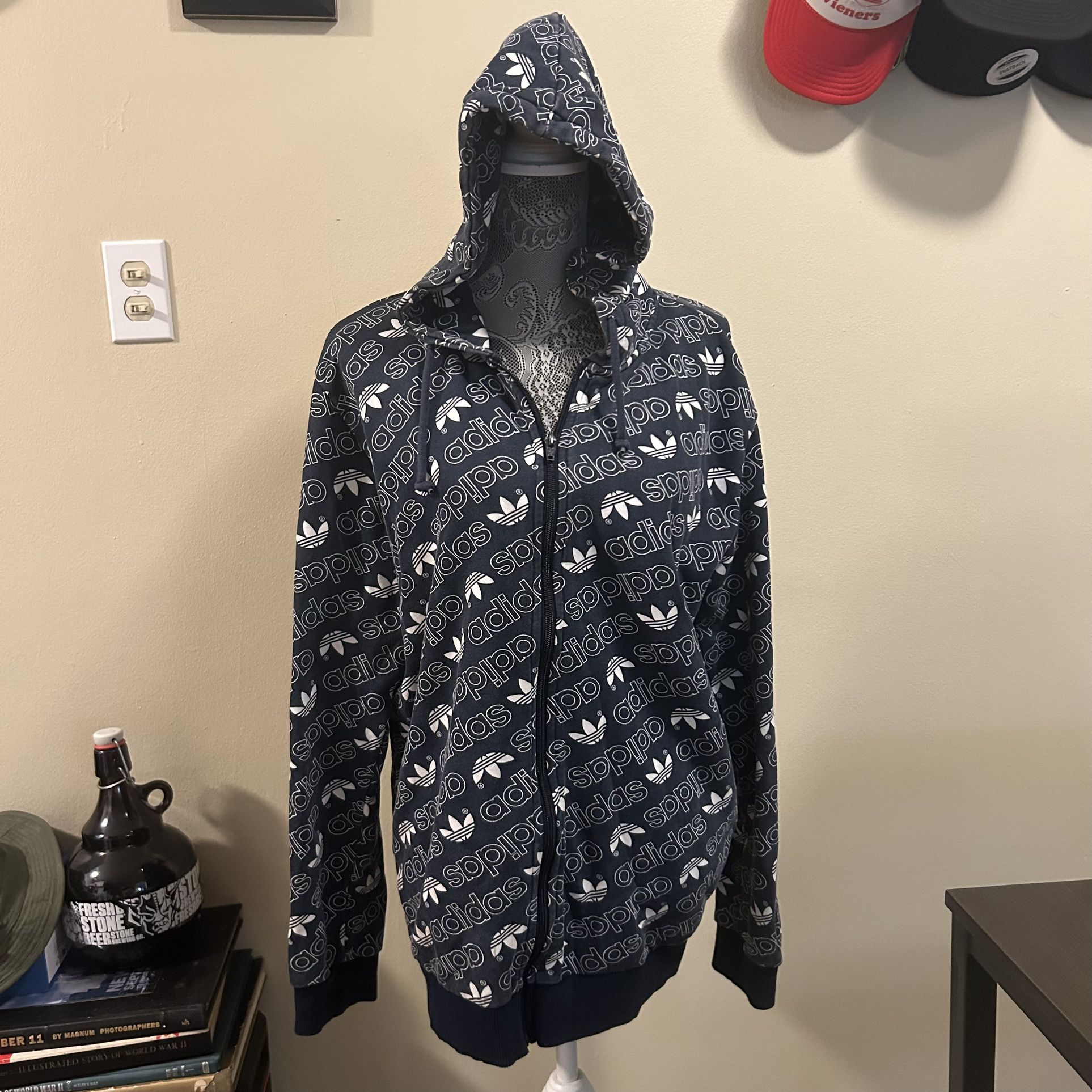 Adidas Monogram TrackTop Sweater Hoodie Men’s Size Large 