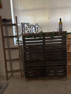 Handmade Wooden Crate Rolling Storage Unit/ Bar
