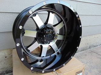 5 New 20X12 Gloss Black/Machined Rims LT 33 14.50 20 TIS M/T 12ply Tires 6X5.5 & 6X135 -44MM Offset