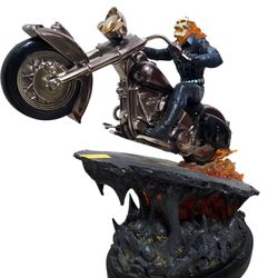 Bowen Marvel Ghost Rider Painted Statue BLACK CHROME VARIANT PERFECT CONDITION