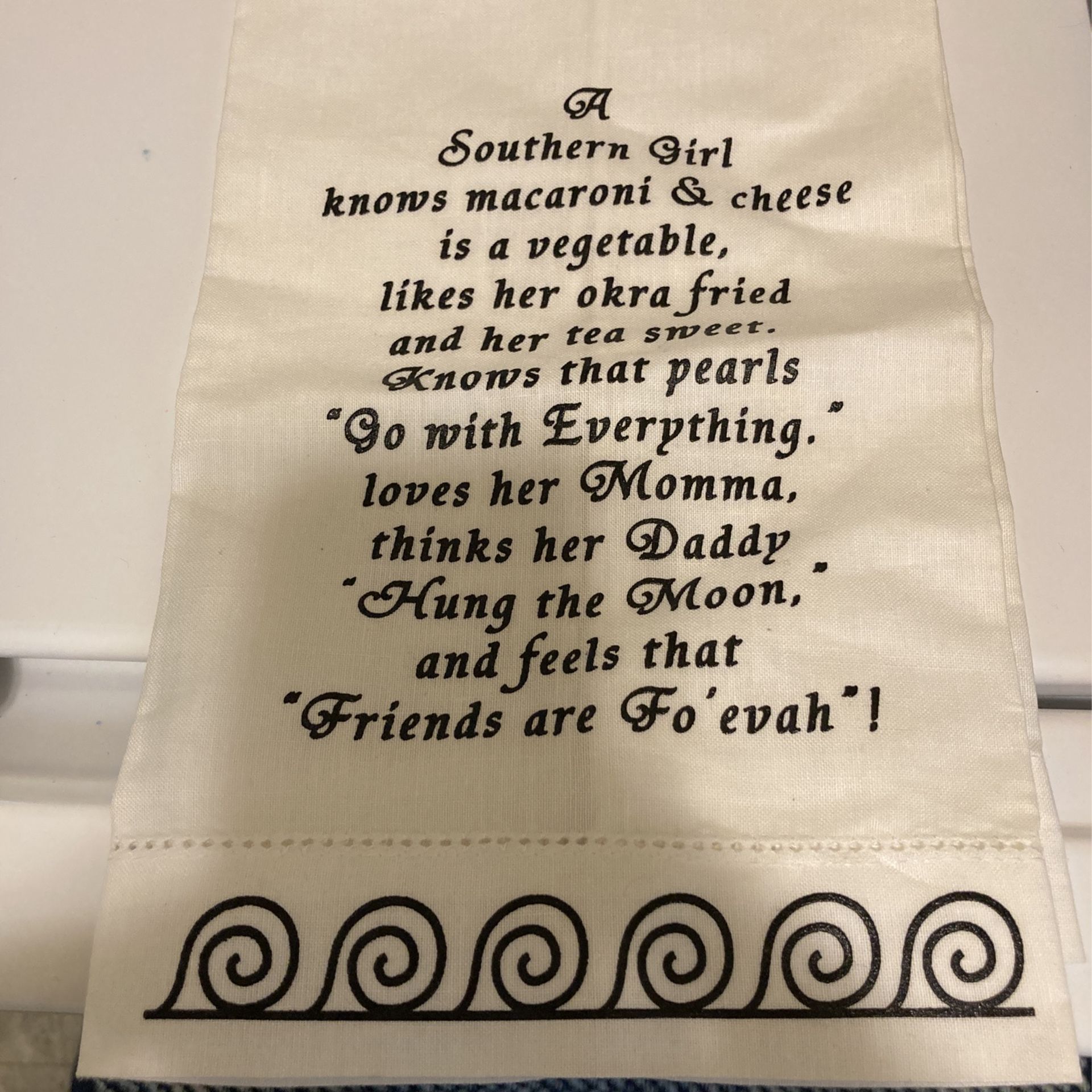 Unused Linen Towel With Saying