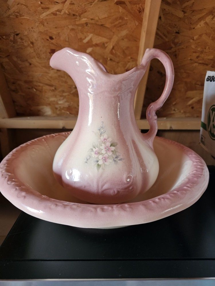 Victorian Ironstone Pitcher and Basin 